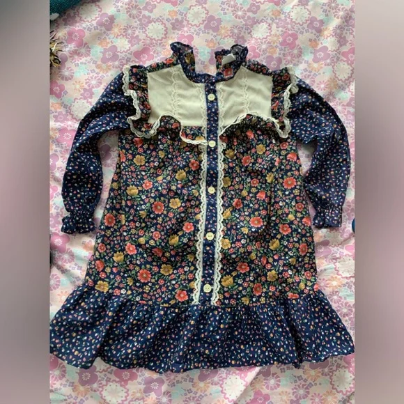 VINTAGE 80s ruffle dress size 6 - Picture 3 of 9